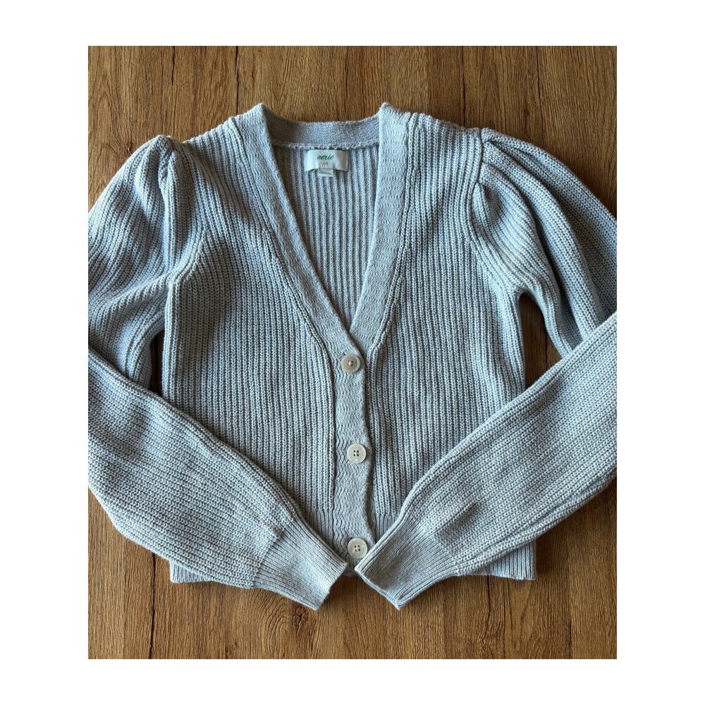 American Eagle Gray Oversized Half-Zip Sweatshirt Size S
